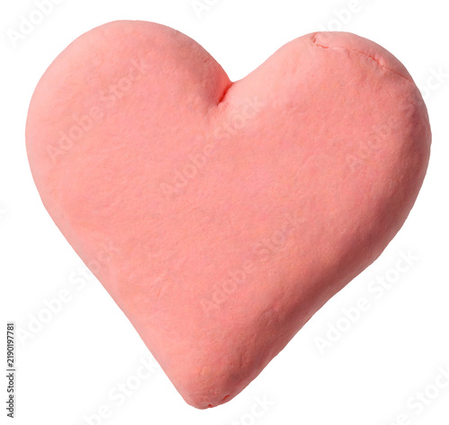 Handmade pink plasticine heart shape isolated on a white background