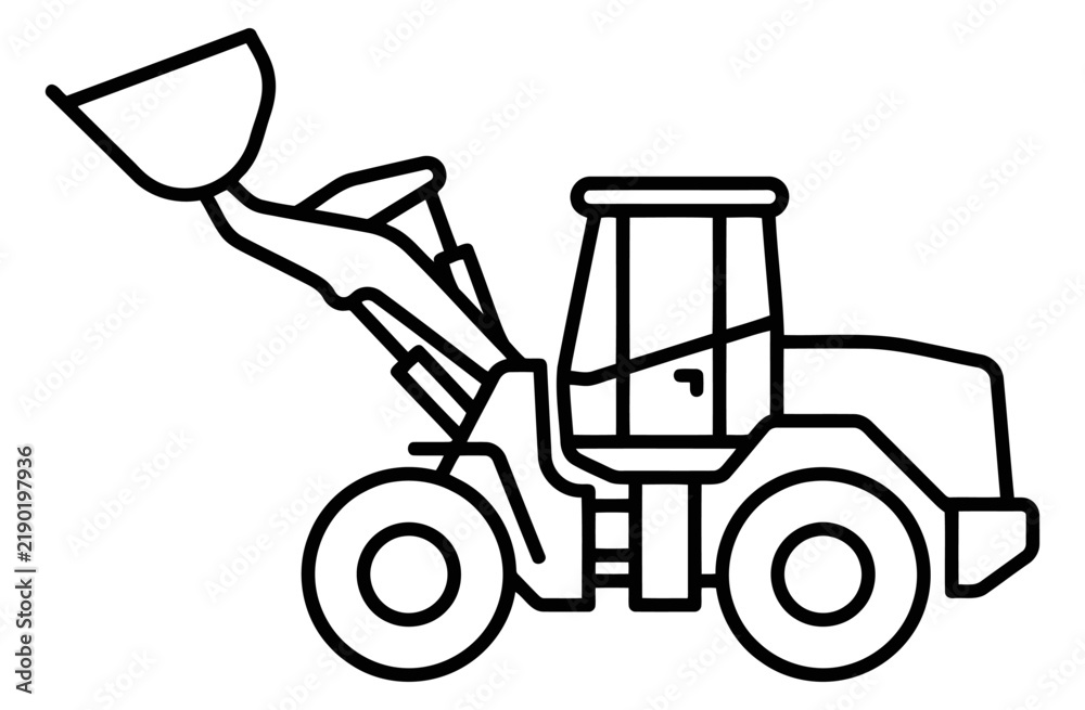 Naklejka premium Wheel loader construction vehicle icon