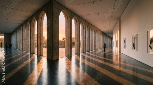 Modern Art Gallery Interior at Sunset