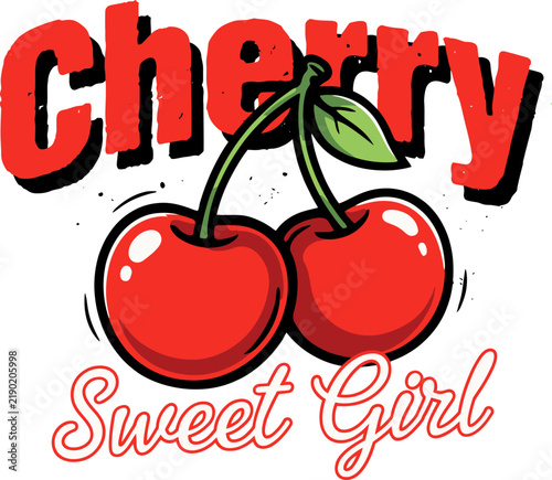 Cherry sweet girl typography design