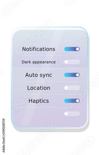 Vector Glass Switch Panel Row Design Element