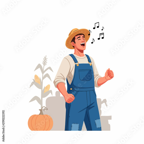 Male Farmer Singing in Rural Community Choir