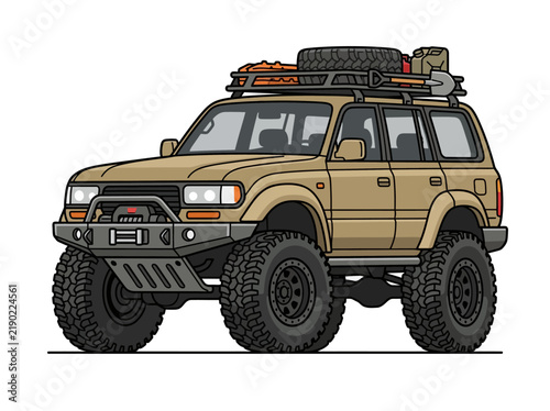 Vector Illustration of a Modified Off-Road Expedition SUV