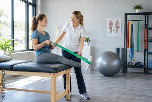 Bright physiotherapy clinic treatment room