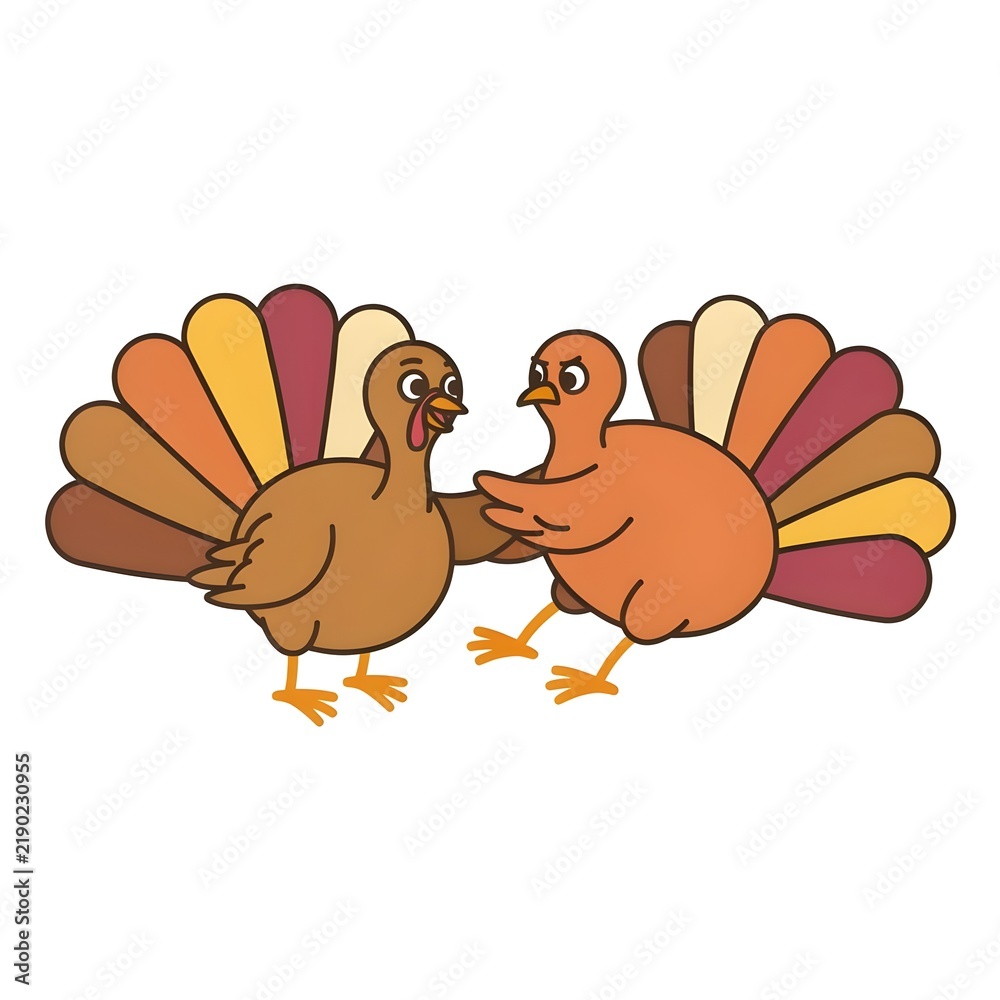 Fototapeta premium Funny Angry Turkey Cartoon Thanksgiving Art