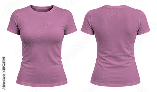 Hot Pink Women's T-Shirt Mockup Front and Back View on Transparent Background