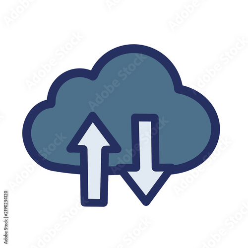 Canvastavla This icon depicts a cloud coupled with bidirectional arrows, representing data transfer and remote storage