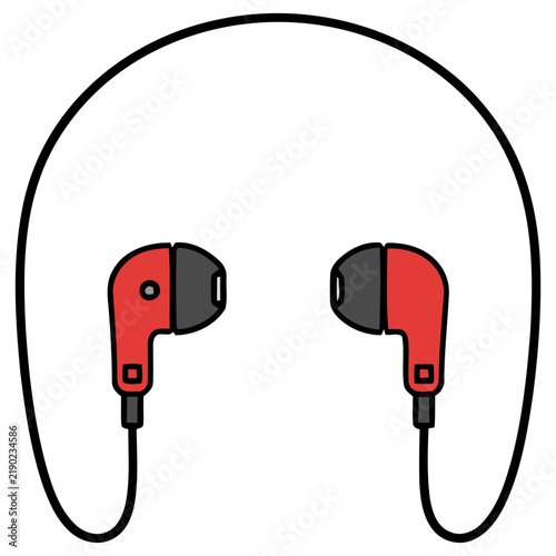 Red Earbuds with Black Cable