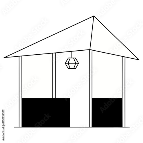 Simple illustration of a gazebo with a hanging lamp
