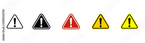 Foto Caution alarm set, danger sign collection, attention vector icon, yellow, red an