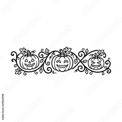 Halloween Pumpkins with Decorative Vines Illustration
