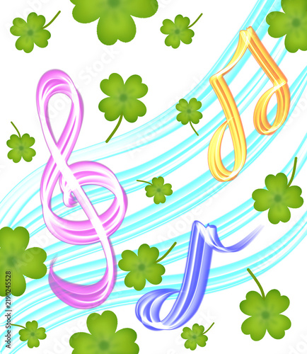 music and natural leaf background 