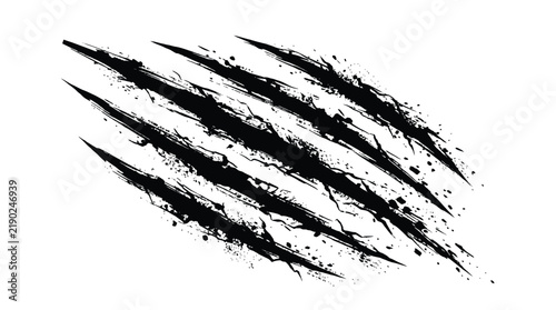 Black claw marks slashing across a white background