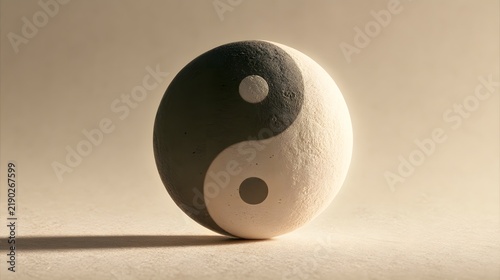 Modern Yin yang symbol with balanced circular design for greeting card