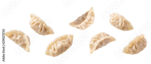 Obraz na płótnie Falling steamed dumplings isolated on transparent background