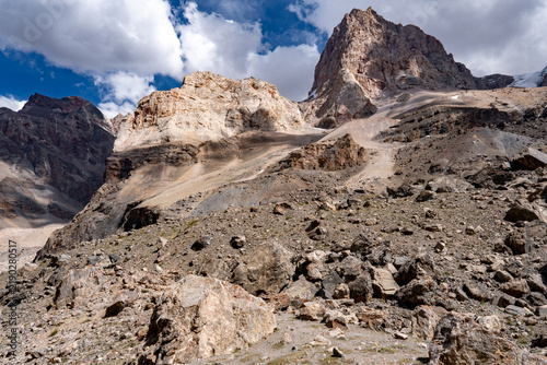 Canvastavla Rugged Rocky Peaks on the Trail from Alauddin Lakes to Mutnye Lakes, Fann Mounta