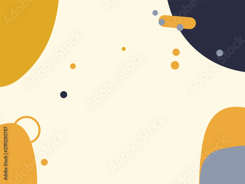 Abstract flat design background with yellow and blue organic shapes