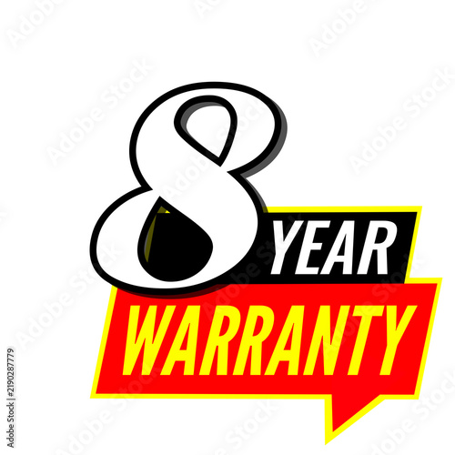 8 Year Warranty, Eight Year Product Guarantee, Extended Protection Coverage, Warranty Assurance Badge