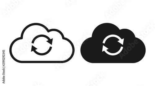 Plakat Cloud sync icon vector illustration in outline and solid styles
