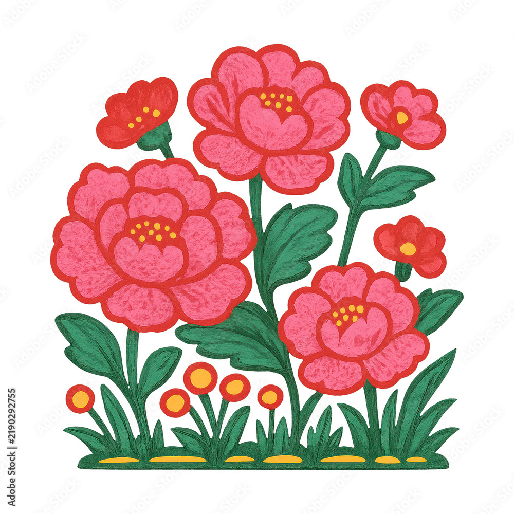 Obraz premium PNG Vibrant floral garden illustration