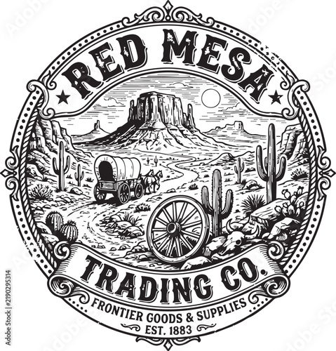 Red Mesa Trading Co logo badge featuring stylized mountain and compass icon with modern corporate branding elements