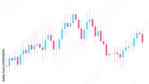 Konstfotografi Financial stock market candlestick chart showing fluctuating trend isolated on t