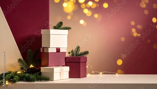 Christmas Ecommerce Product Display with Gift Boxes