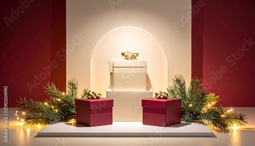 Christmas Ecommerce Product Display with Gift Boxes