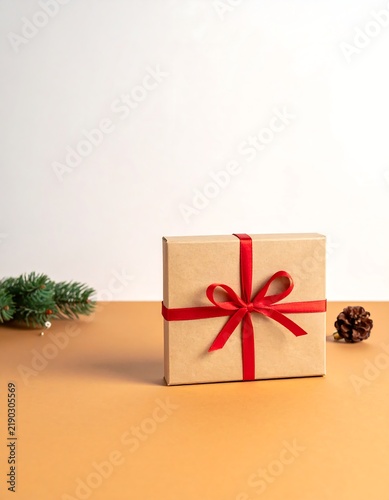 Minimal Christmas Kraft Gift Box Mockup