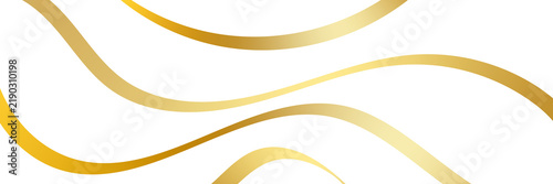 Elegant Golden Wavy Ribbon Lines Isolated on Transparent Background