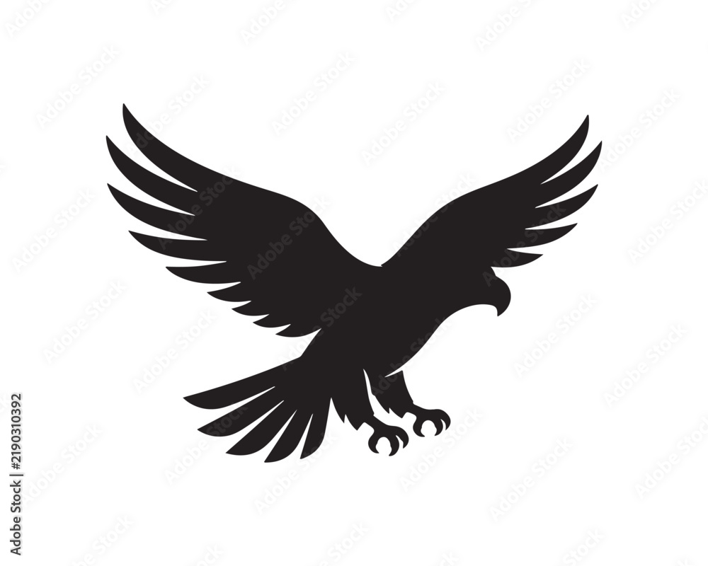 Obraz premium Powerful silhouette of an eagle in flight with wings spread wide flying eagle bird flight soaring eagle wildlife