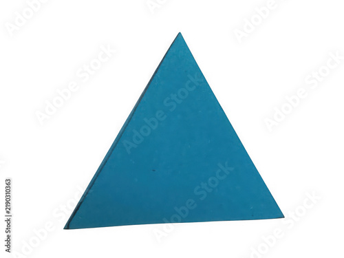 Blue triangle cutout isolated on transparent background for modern geometric design