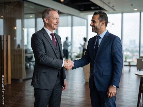 Business Executive Shaking Hands with Client for Successful Partnership