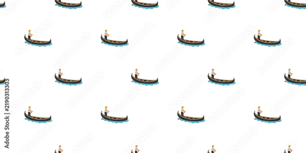 Fototapeta premium Seamless pattern with Venetian gondoliers in gondolas