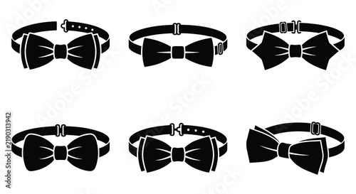 Black vector illustrations of various bow ties and formal wear accessories