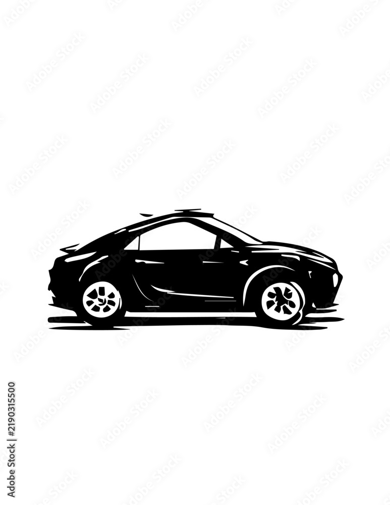 Fototapeta premium Silhouette graphic of a sports car in a side view profile with automotive design