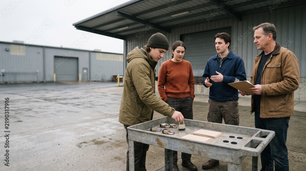 Fototapeta premium Field lab group reviews physical security skills