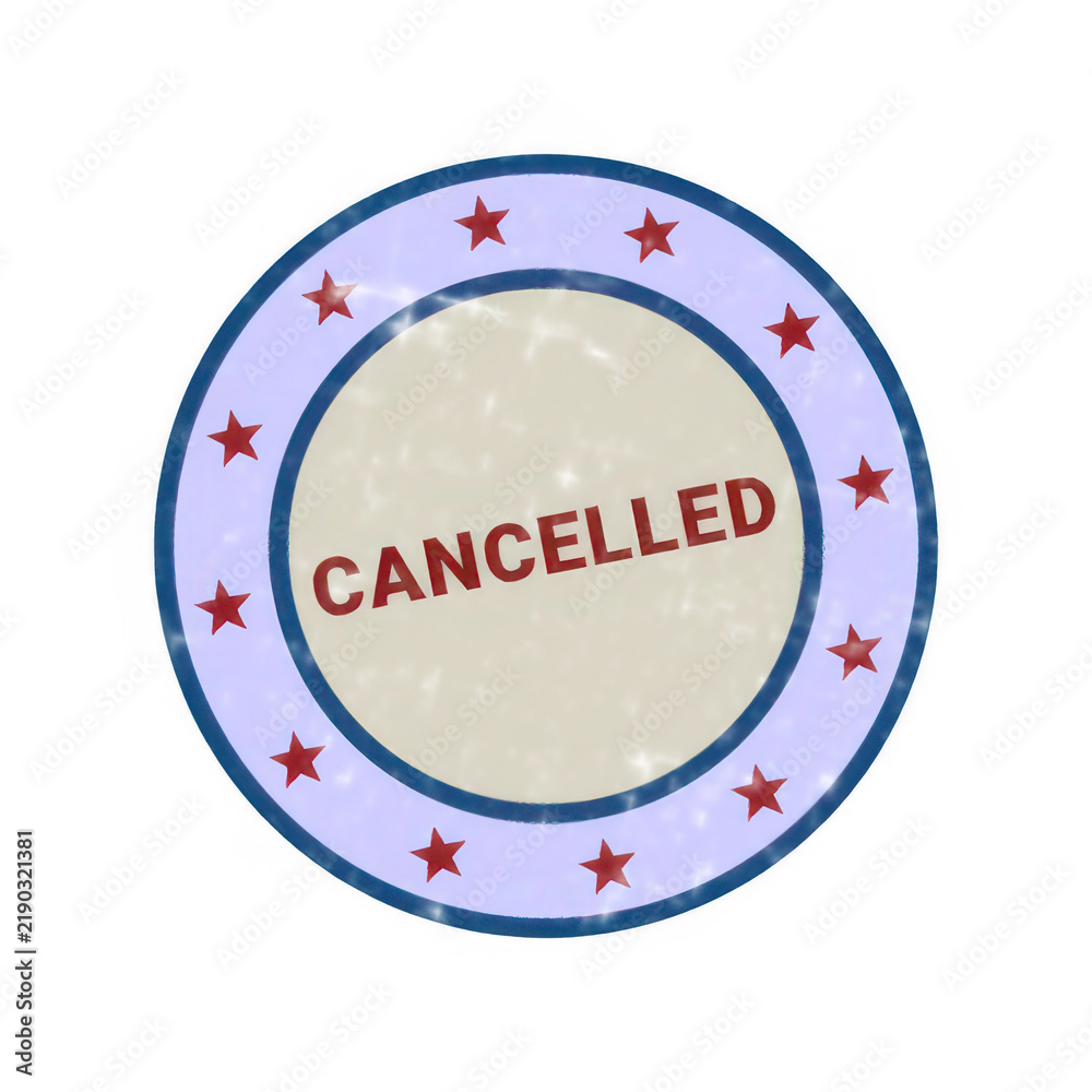 Fototapeta premium Cancelled stamp badge with decorative border and red text isolated on transparent background
