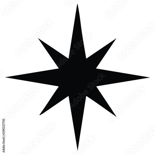 Black Eight Pointed Star Vector Icon