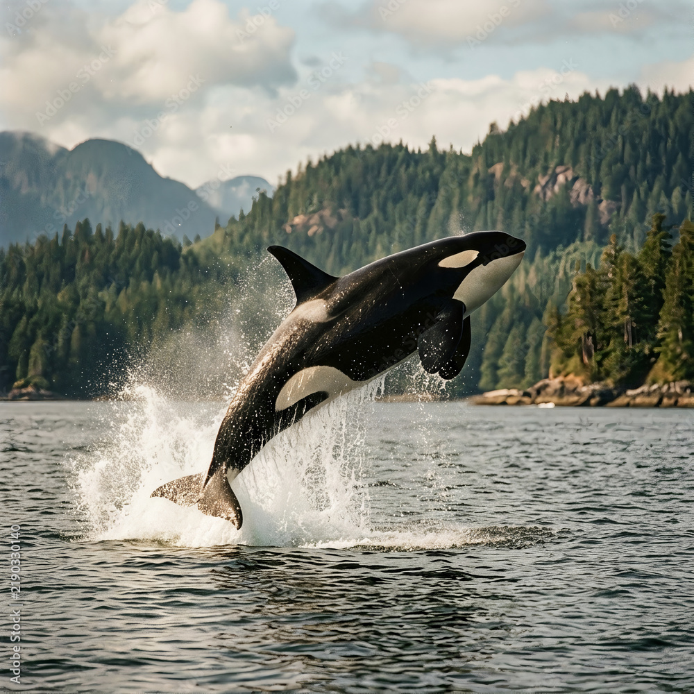 Obraz premium orca jumping in the sea