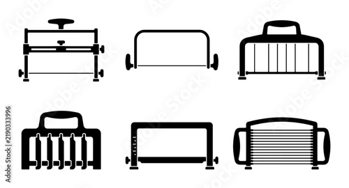 Six different kitchen slicers and cutters silhouettes