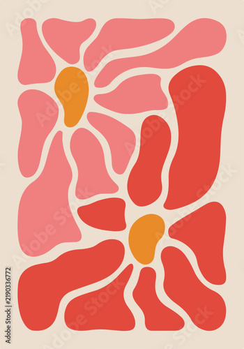 Coral Organic Abstract Floral Pattern with Warm Tones