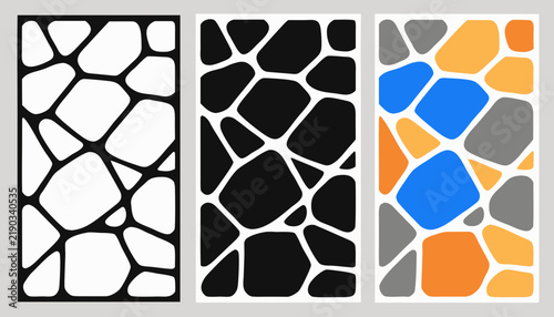 Irregular pebble patterns in three color variations vector illustration