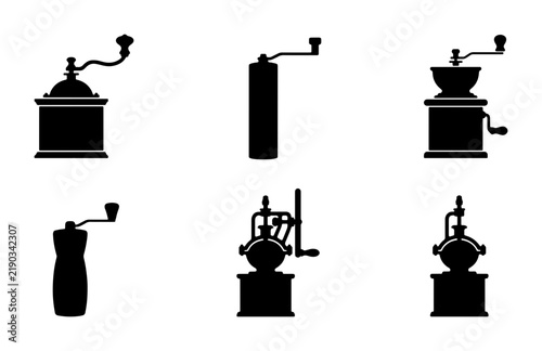 Collection of six vintage coffee grinder silhouettes