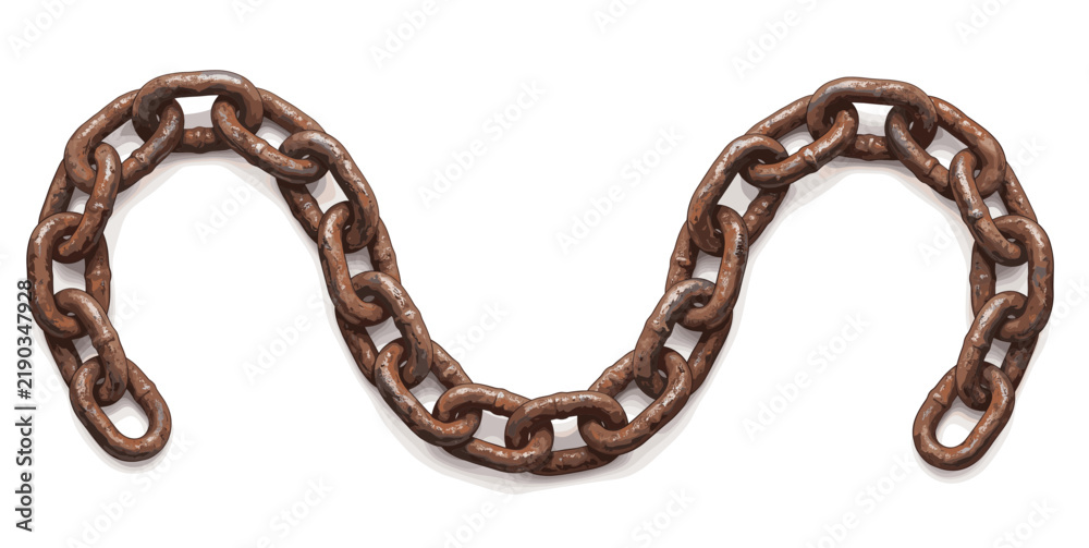 Fototapeta premium Rusty industrial heavy metal chain vector on white background