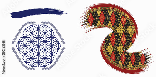 Floral Mandala and Geometric Pattern with Ethnic Artistic Brushstrokes