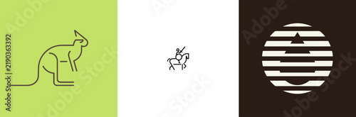 Minimalist kangaroo silhouette with tail and head detail