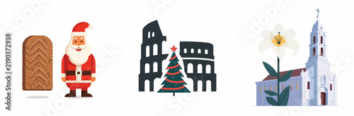 Santa Claus with Traditional Gingerbread Cookie and Christmas Tree