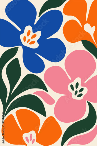Colorful Abstract Floral Composition with Bold Shapes