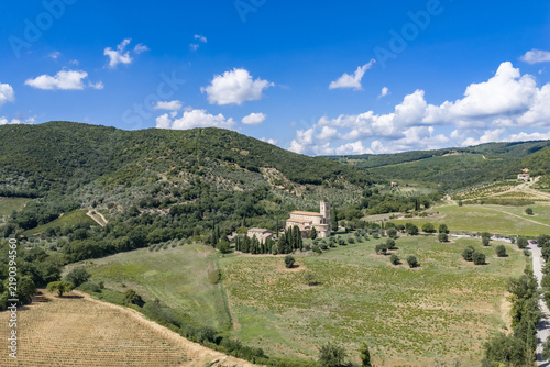 Konstfotografi Abbazia Sant Antimo, toscana, senese, panorama